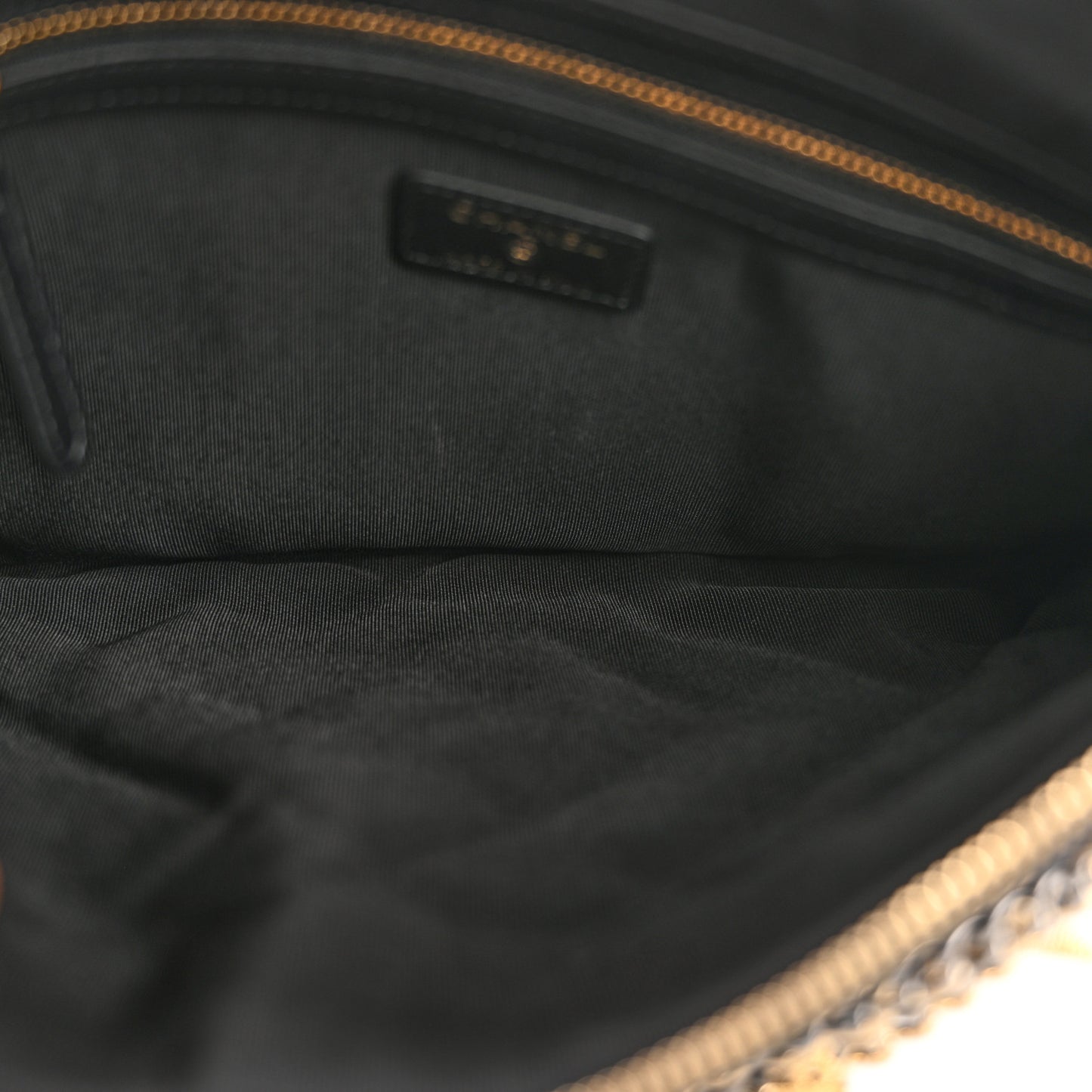 Lambskin Quilted Egyptian Amulet Zipped Pouch Black