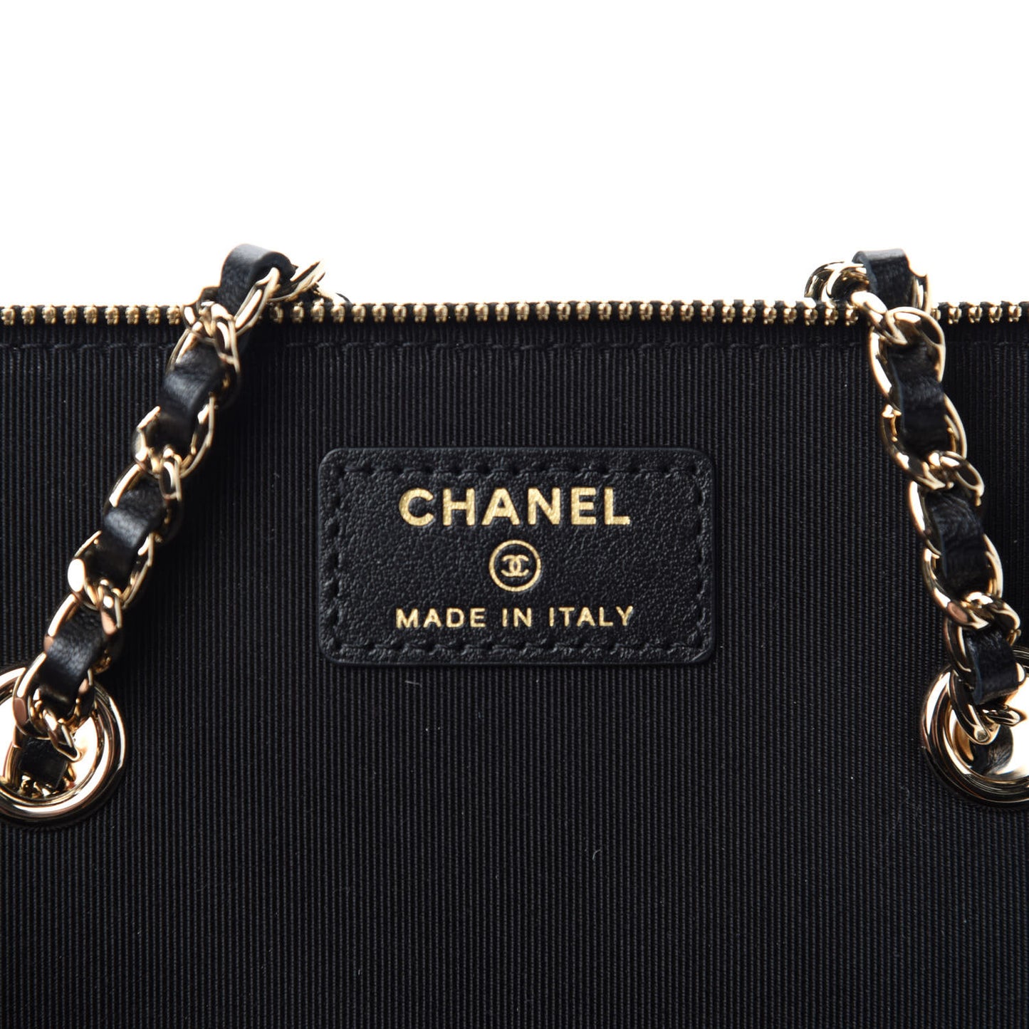 Lambskin Camellia Embossed Small Vanity Case With Chain Black