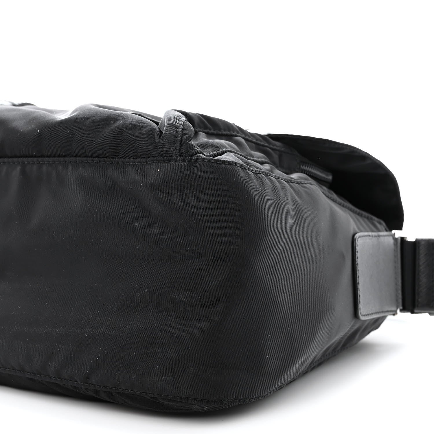 Prada Re-Nylon Vela Saffiano Pocket Double Buckle Messenger Shoulder Bag Black 11 of 11
