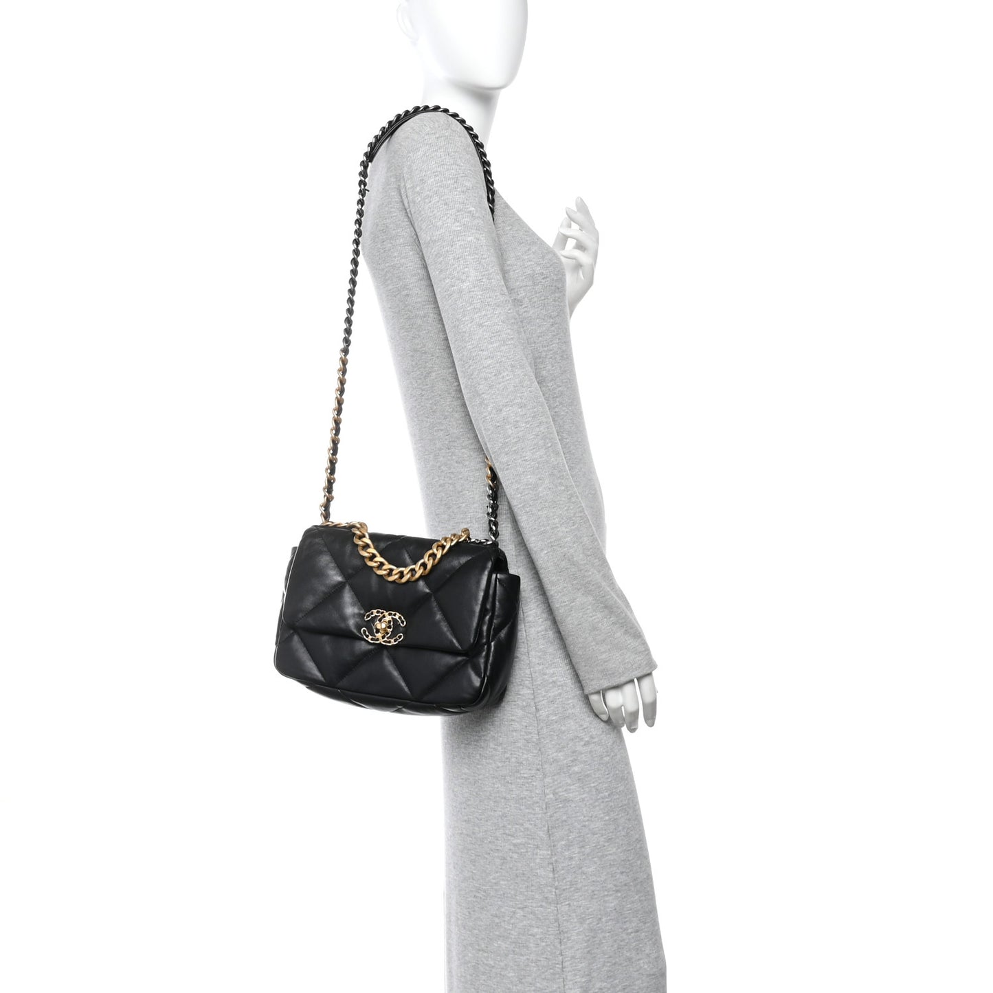 Lambskin Quilted Medium Chanel 19 Flap Black