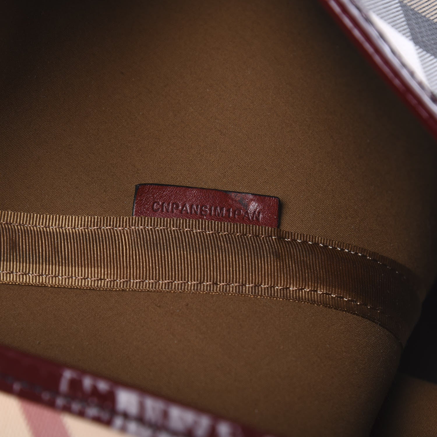 Burberry Patent Trim Nova Check Medium Shopper Tote Burgundy 7 of 16