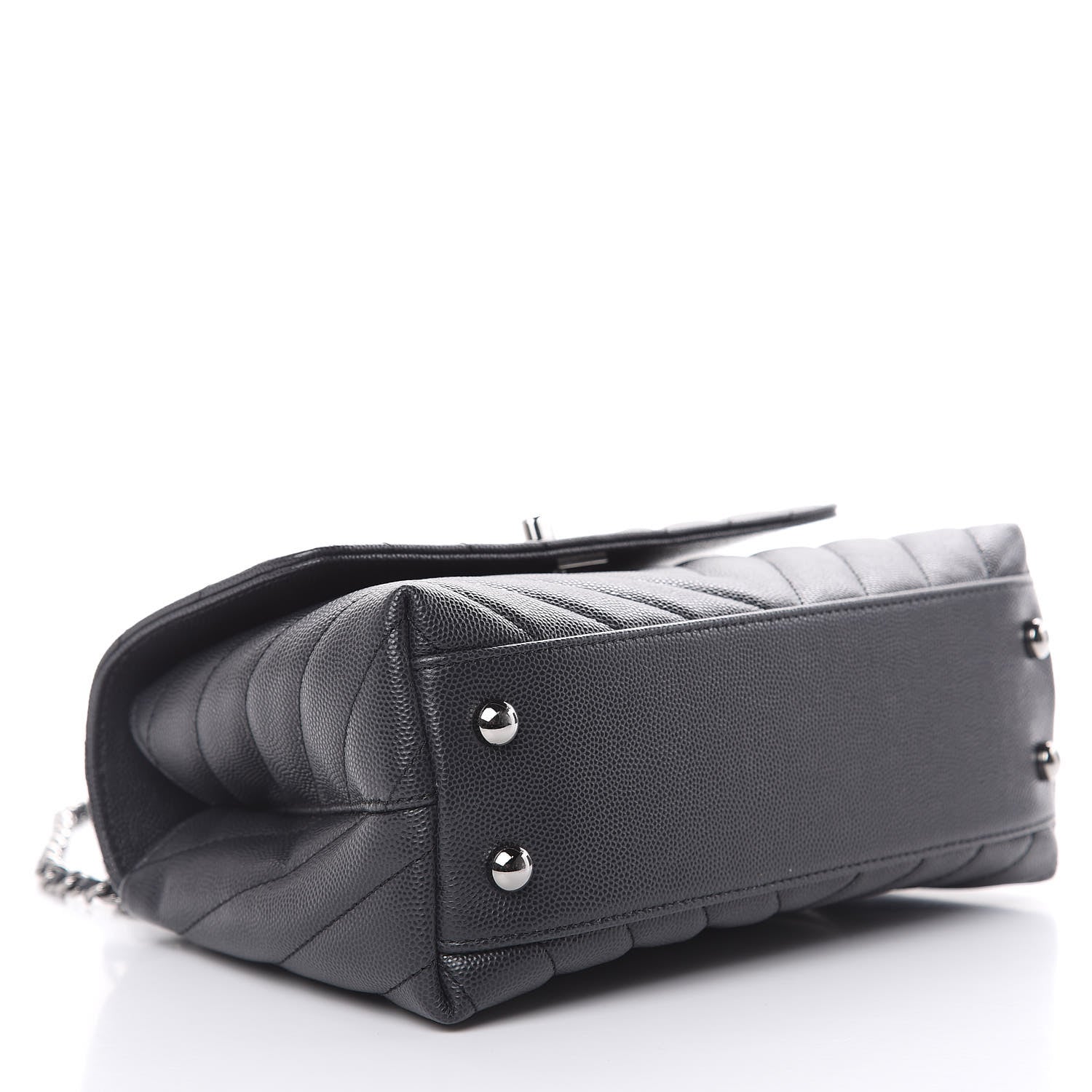 Chanel Caviar Chevron Quilted Mini Coco Handle Flap Dark Grey 4 of 10
