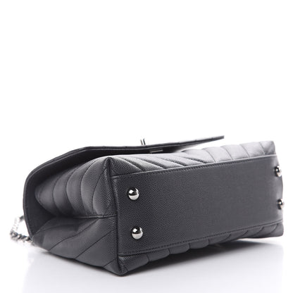 Chanel Caviar Chevron Quilted Mini Coco Handle Flap Dark Grey 4 of 10