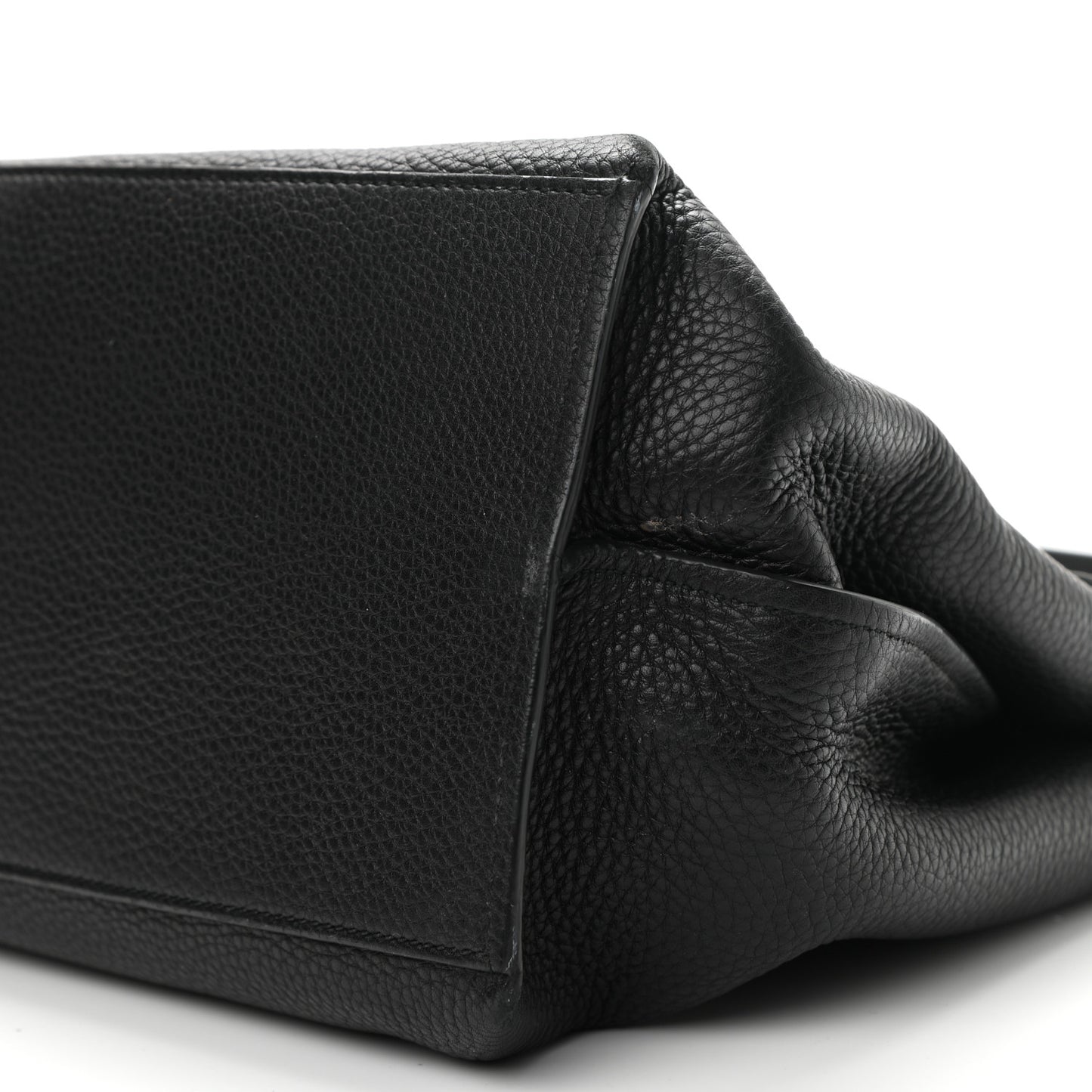 Pebbled Calfskin Large Bamboo Daily Top Handle Bag Black