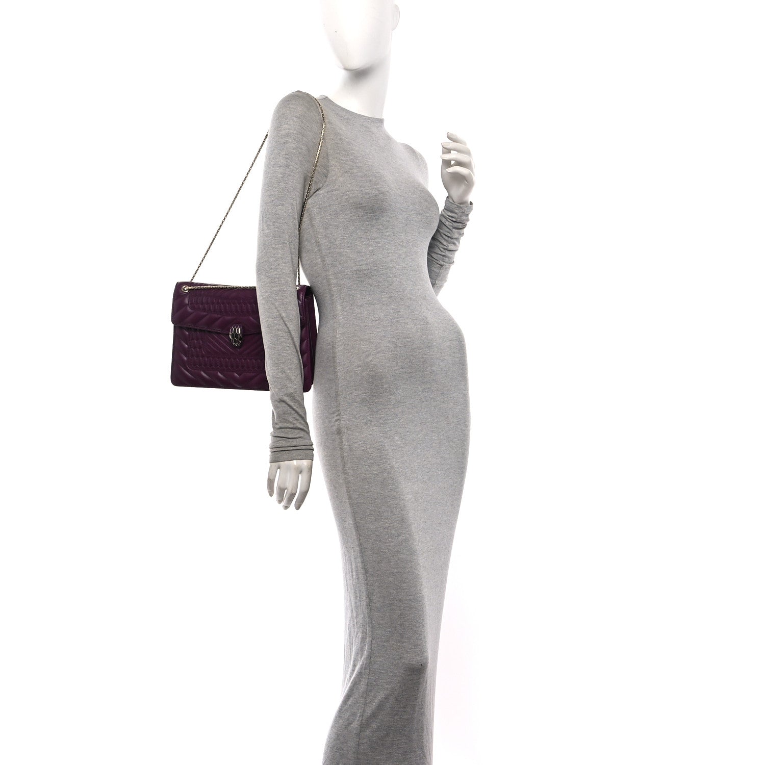 Bulgari Nappa Quilted Serpenti Forever Shoulder Bag Plum 2 of 10