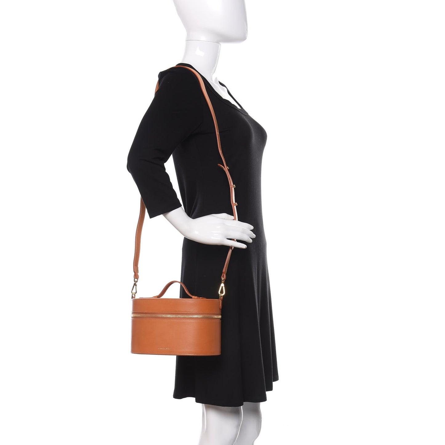 Calfskin Train Case Crossbody Cammello