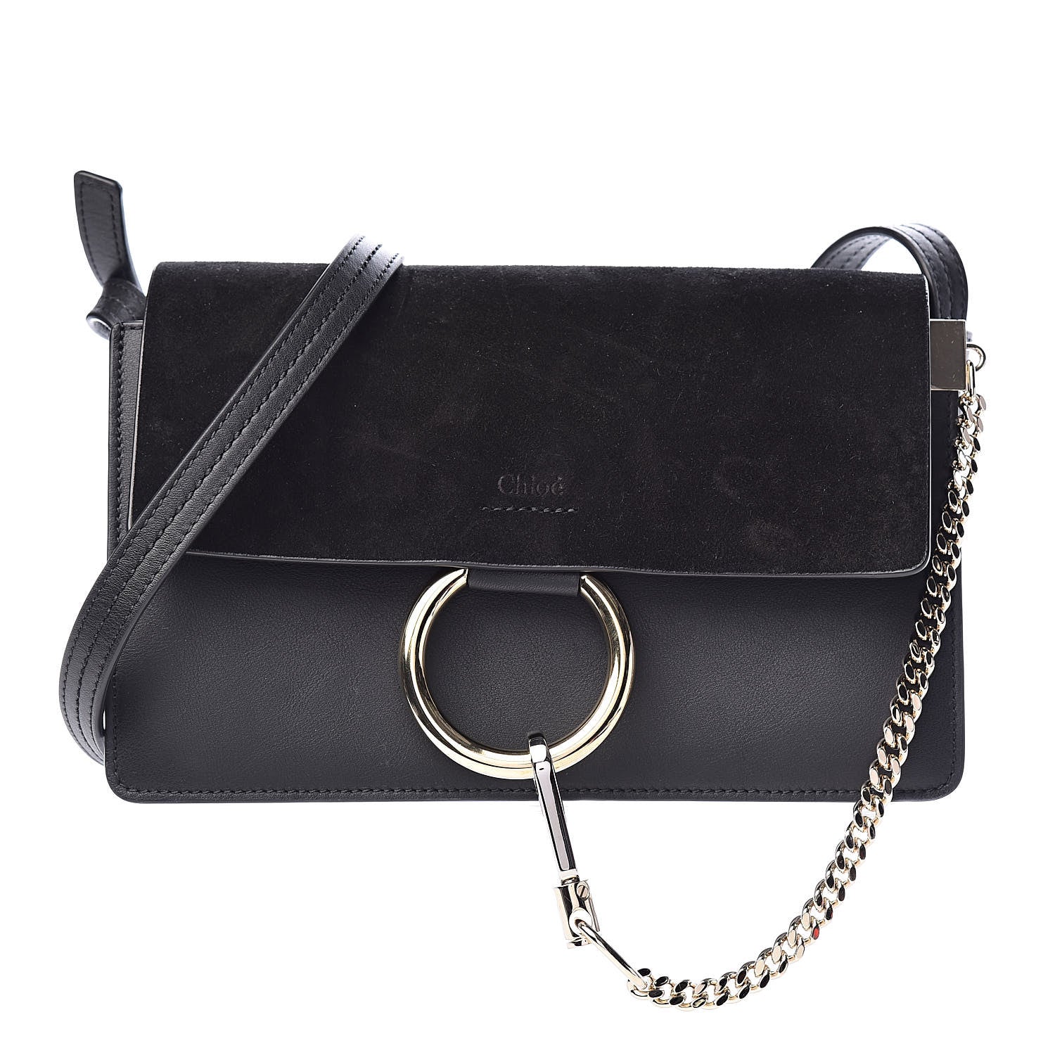 Chloe Suede Calfskin Small Faye Shoulder Bag Black 1 of 12