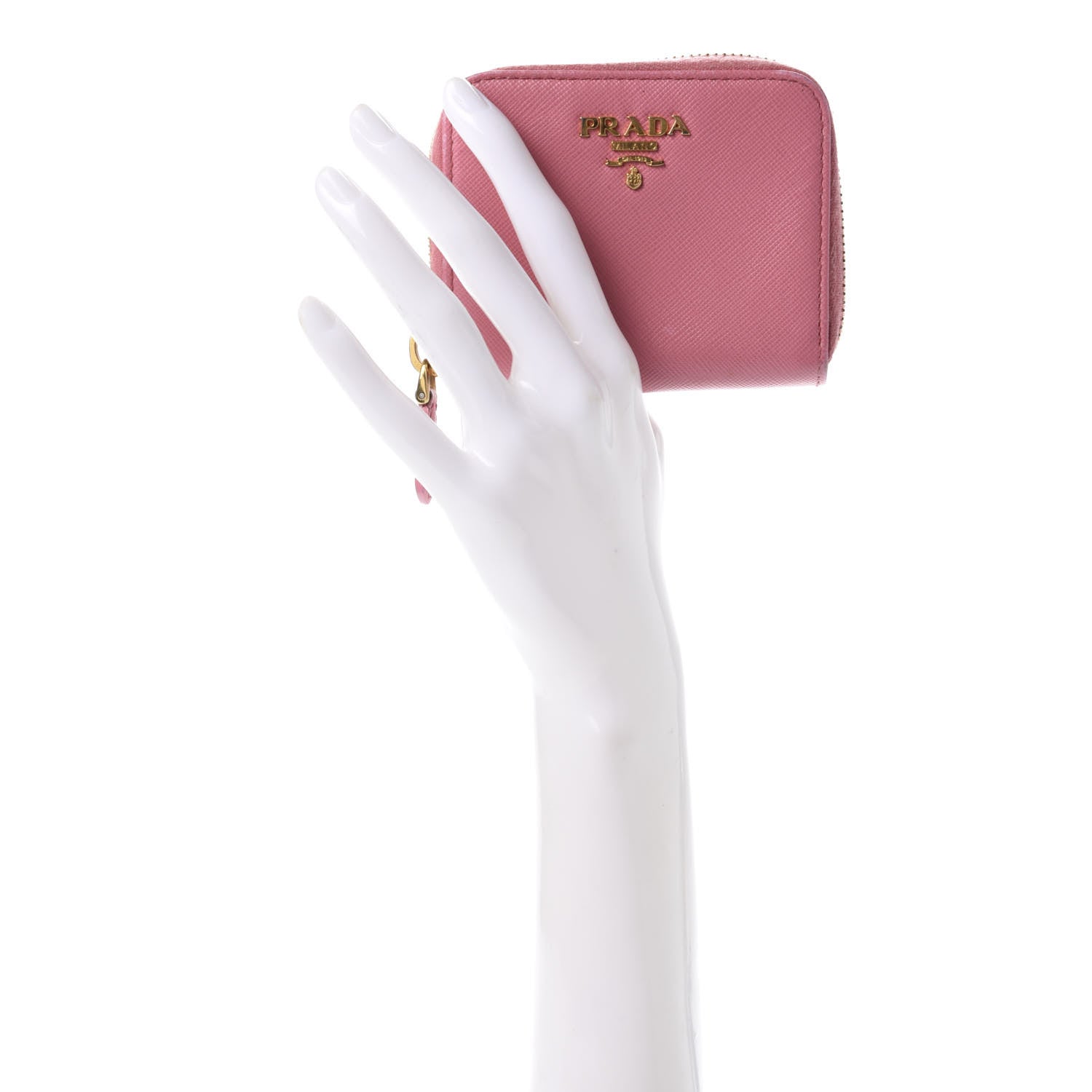 Prada Saffiano Metal Zip Coin Purse Geranio 2 of 12