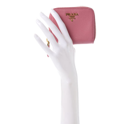 Prada Saffiano Metal Zip Coin Purse Geranio 2 of 12