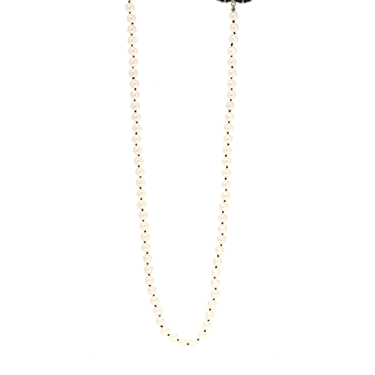 Chanel Pearl Crystal Lambskin CC Long Necklace Gold Black 1 of 4