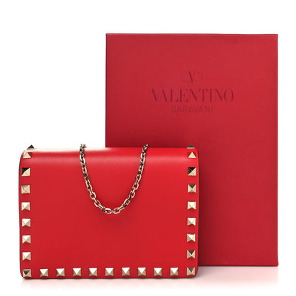 Valentino Garavani Vitello Rockstud Wallet On Chain Rouge Pur 11 of 11