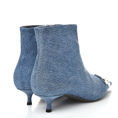 Balenciaga Denim BB Pointy Toe Ankle Booties 35.5 Light Bleu 4 of 9