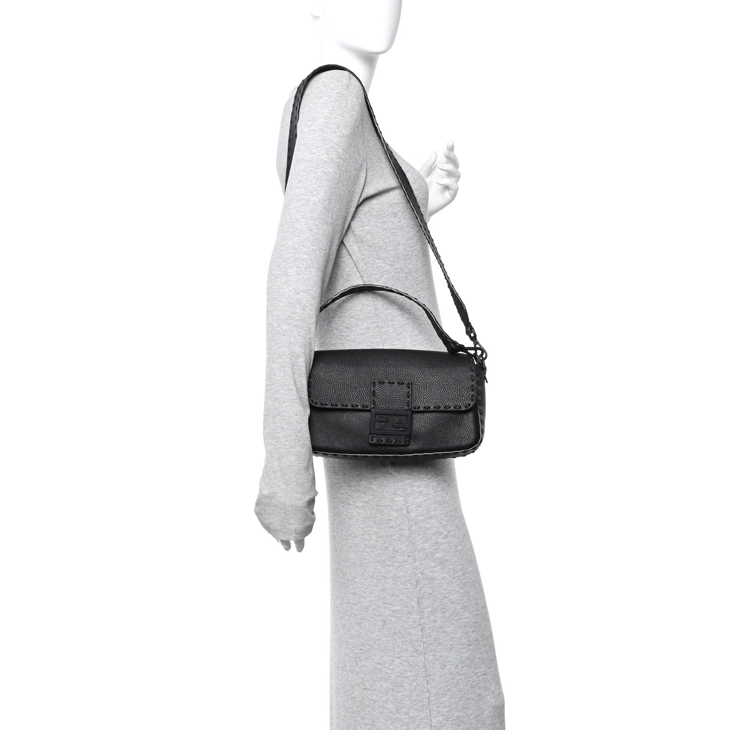 Fendi Cuoio Romano Selleria Baguette Black 2 of 9