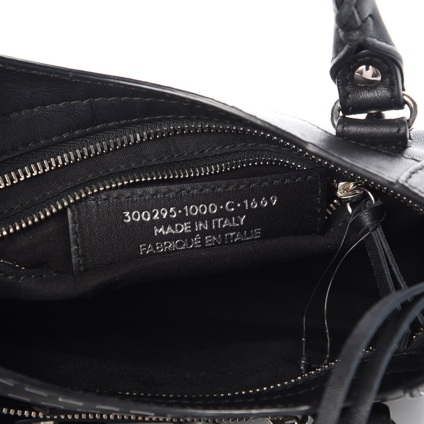 Calfskin Topstitch Classic Silver Hardware Mini City Black