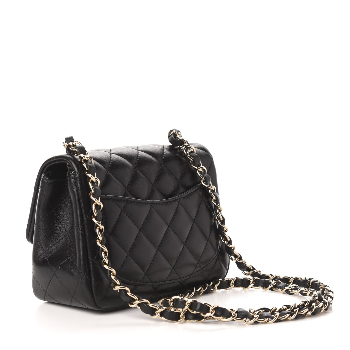Lambskin Quilted Mini Square Flap Black