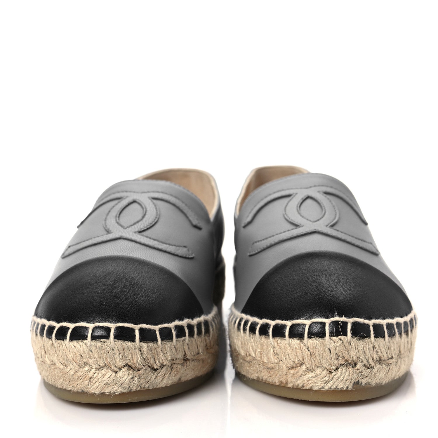 Chanel Lambskin CC Espadrilles 38 Grey Black 2 of 9