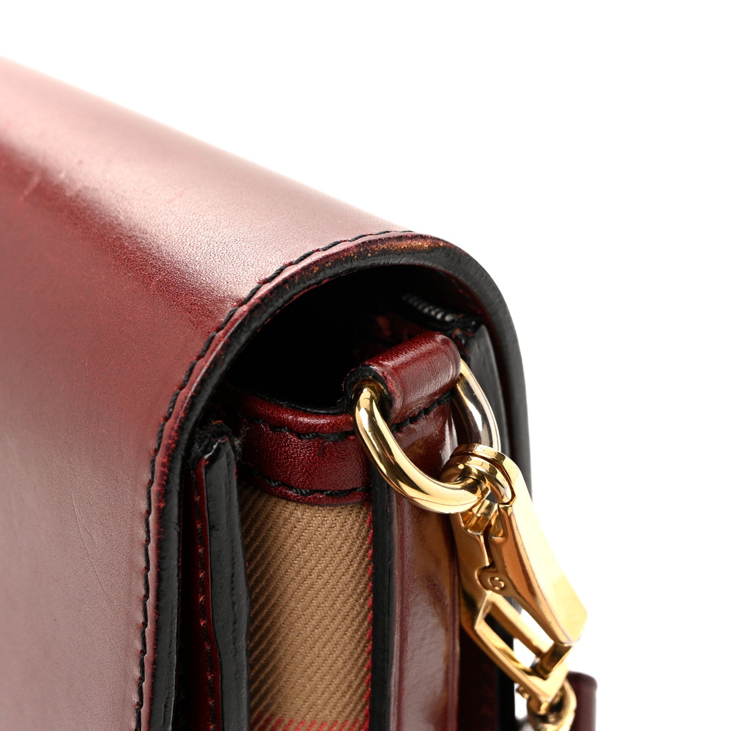 Burberry House Check Bridle Calfskin Small Abbott Crossbody Bag Red Claret 14 of 14