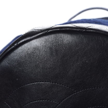 Chanel Wool Calfskin Embroidered Paris Hamburg Drawstring Backpack Navy Blue 9 of 9