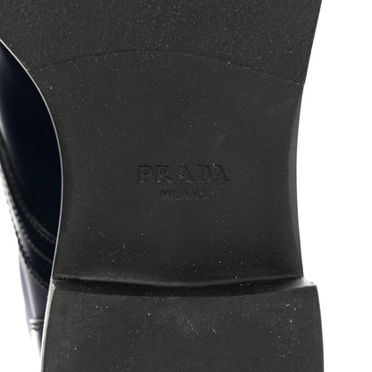 Prada Spazzolato Re-Nylon Metal Triangle Logo Womens 50mm Combat Boots 41 Bleu 8 of 9