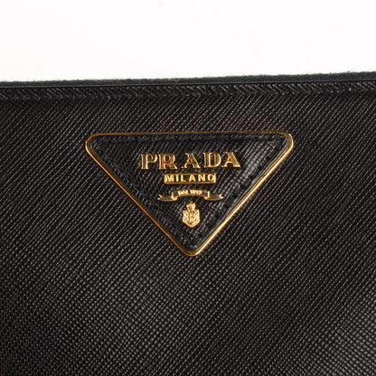 Prada Saffiano Metal Zip Around Wallet Nero Black 6 of 8