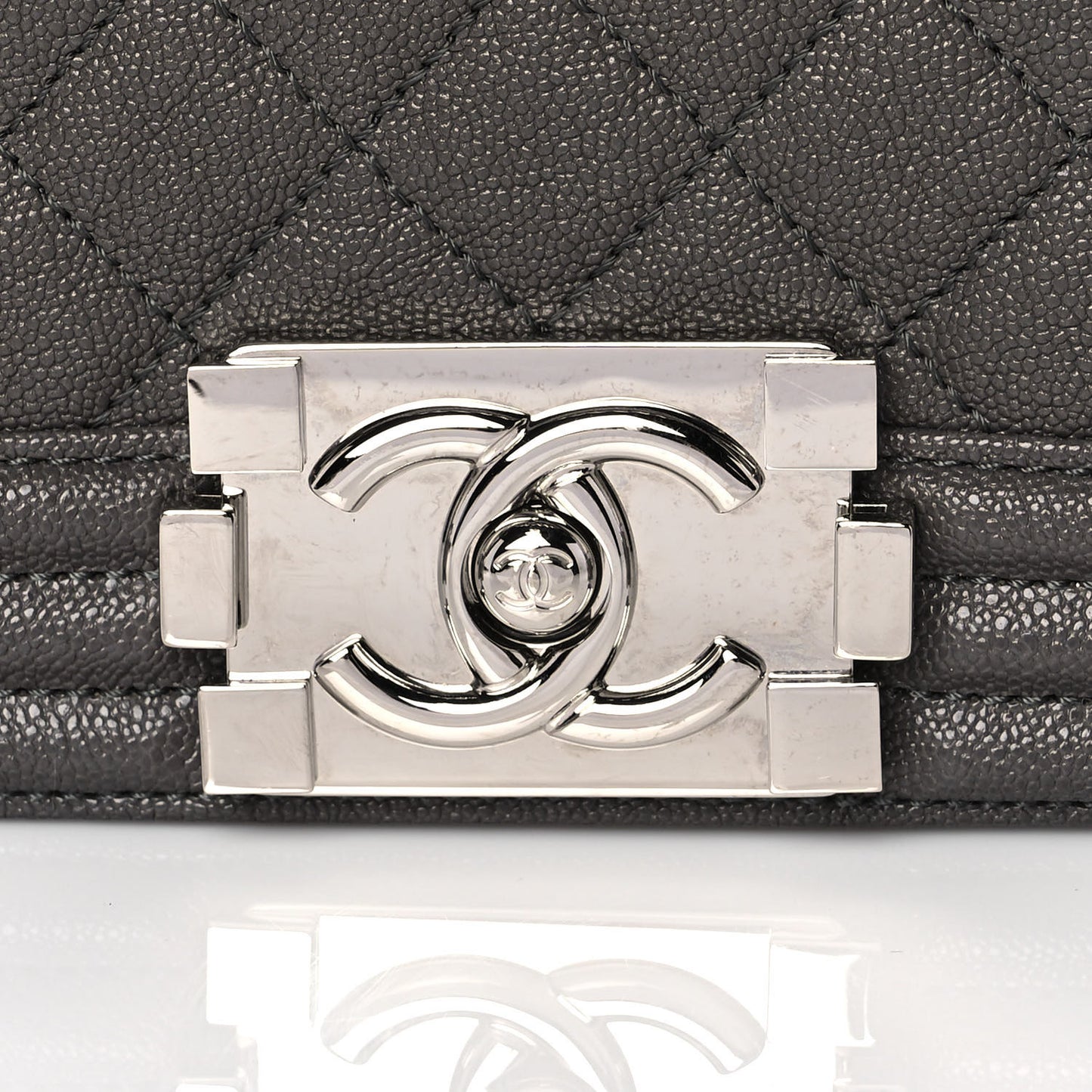 Caviar Quilted Small Boy Flap Grey