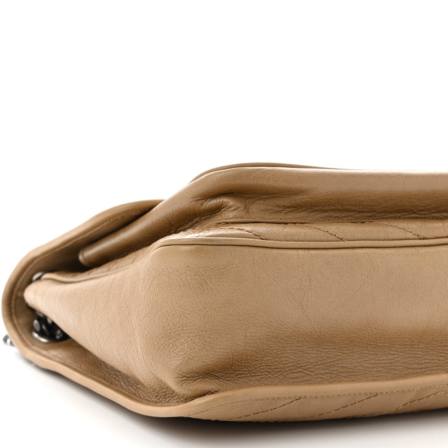 Crinkled Calfskin Matelasse Monogram Large Niki Chain Satchel Dark Toffee