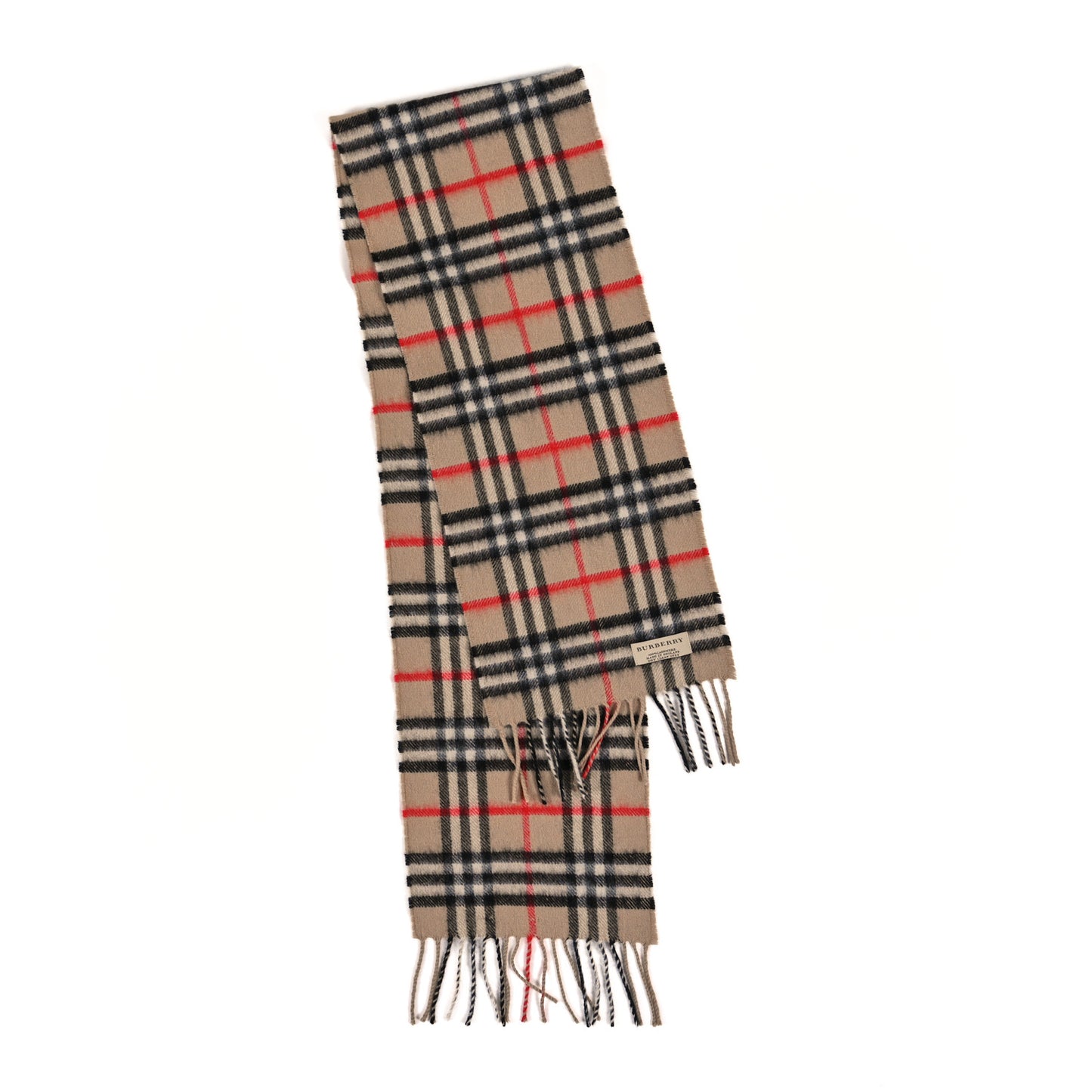 Cashmere House Check Fringe Scarf Camel