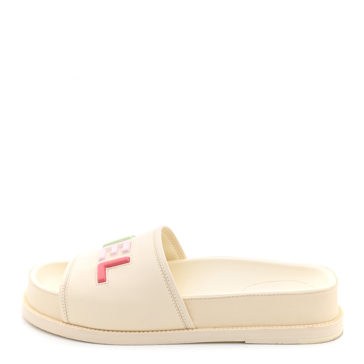 Chanel Lambskin Cha-Nel Mule Sandals 40 Ivory Multicolor 1 of 12