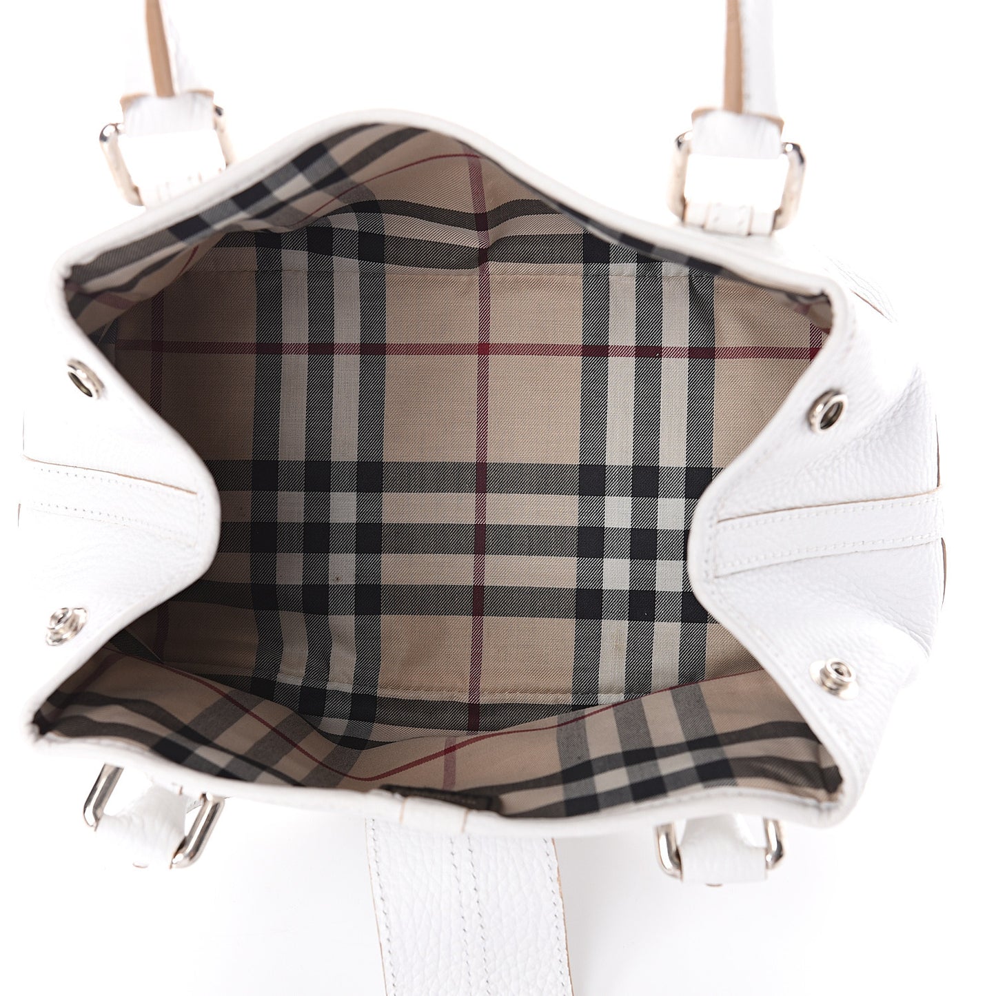 Grainy Calfskin Top Handle Bag White