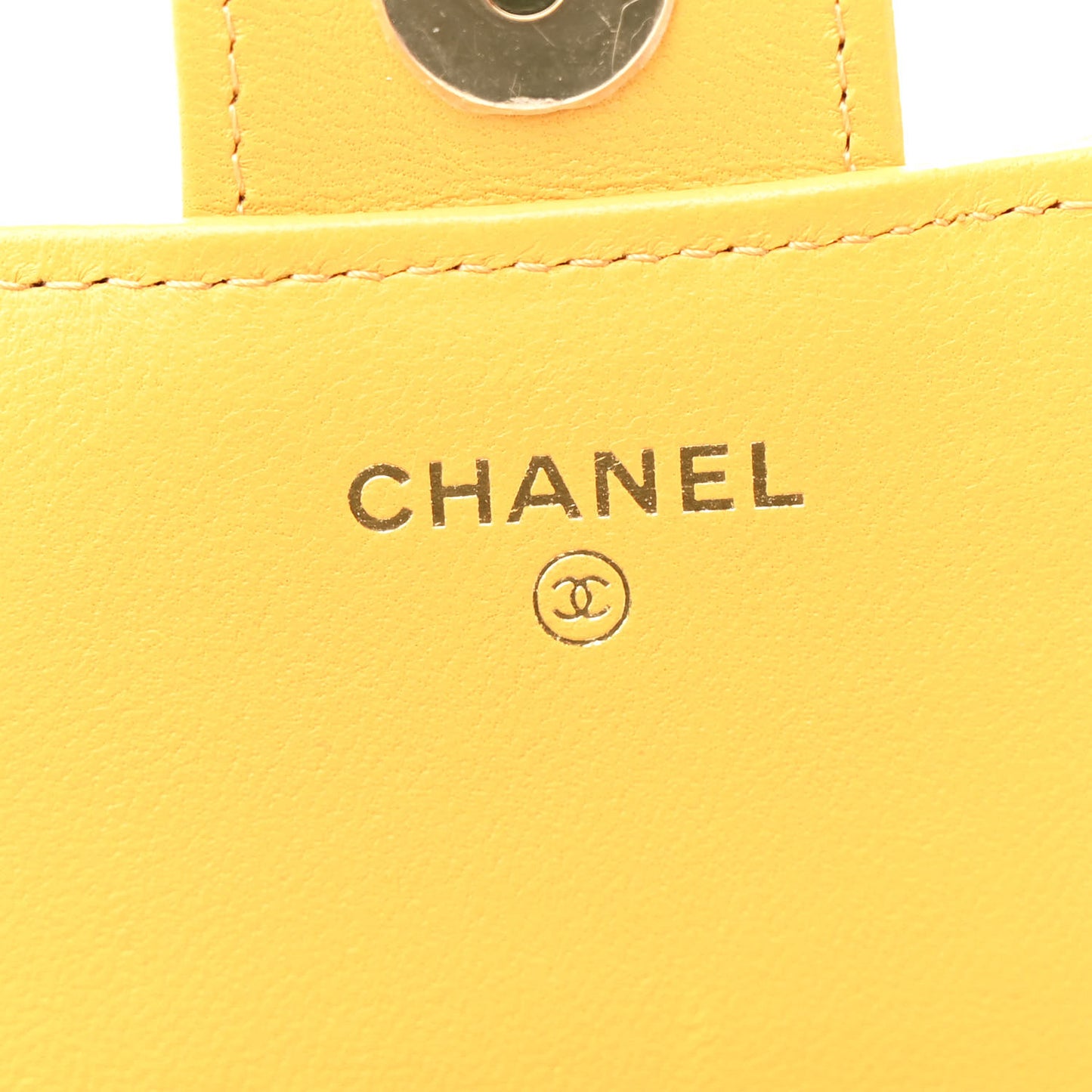 Lambskin Quilted Flap Phone Holder With Chain Yellow