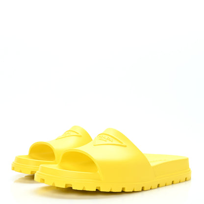 Prada EVA Rubber Triangle Logo Embossed Mens Lug Sole Slide Sandals 42 Sole 3 of 7
