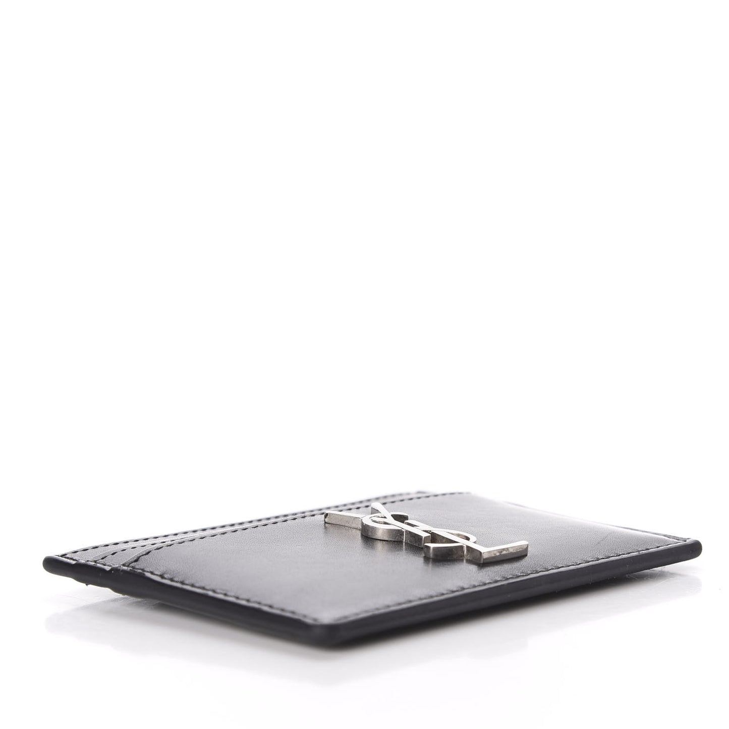 Calfskin Monogram Credit Card Case Black