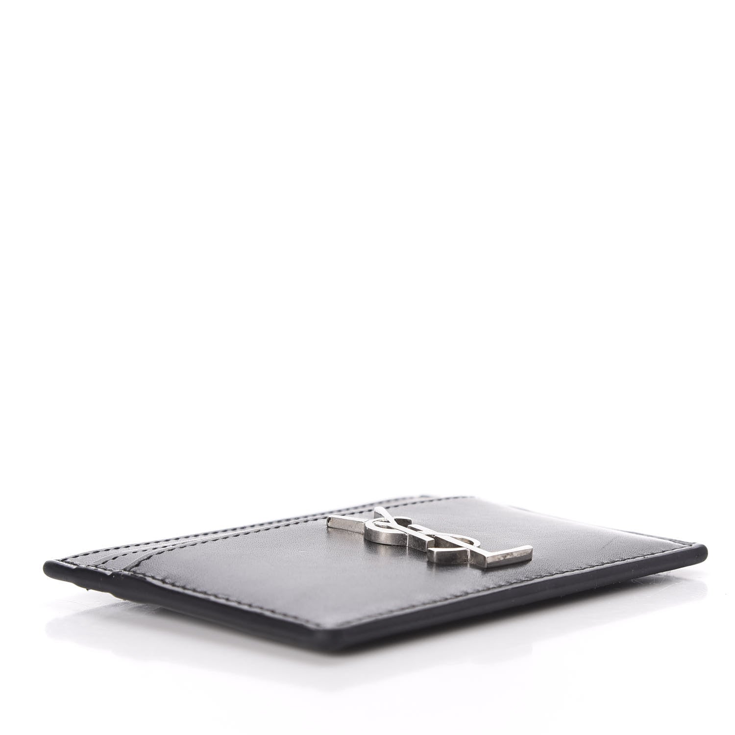 Saint Laurent Calfskin Monogram Credit Card Case Black 4 of 8