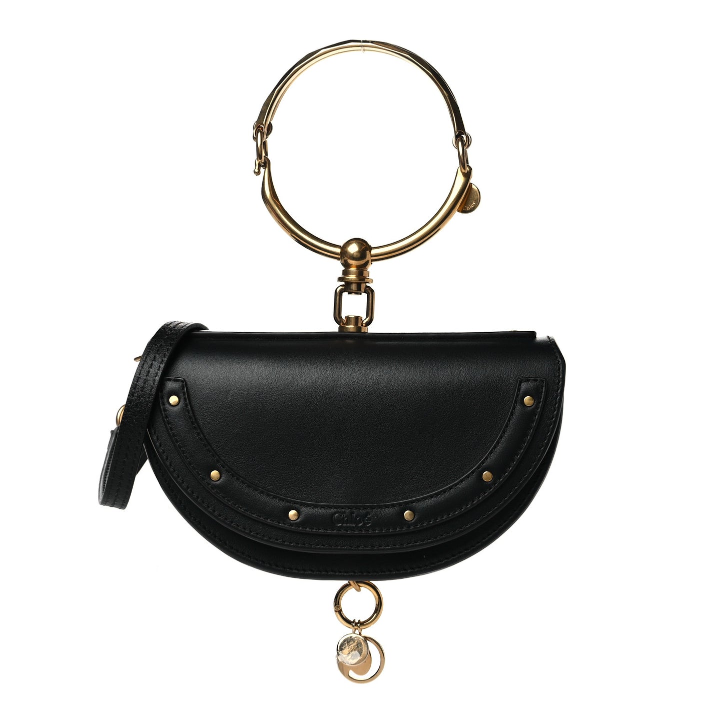 Calfskin Small Nile Bracelet Minaudiere Bag Black