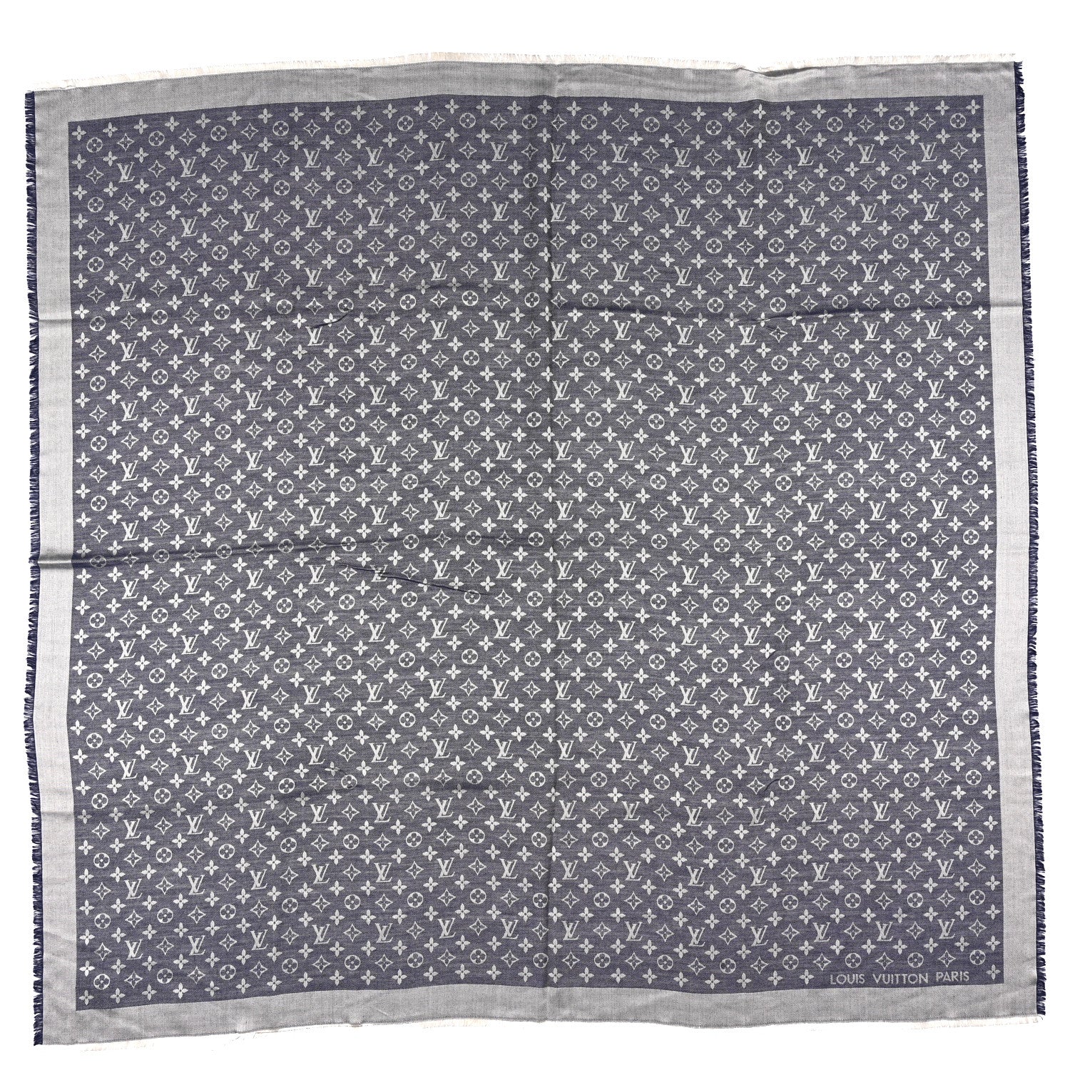 Louis Vuitton Silk Wool Monogram Denim Shawl Blue 1 of 4