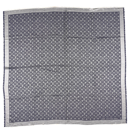 Louis Vuitton Silk Wool Monogram Denim Shawl Blue 1 of 4