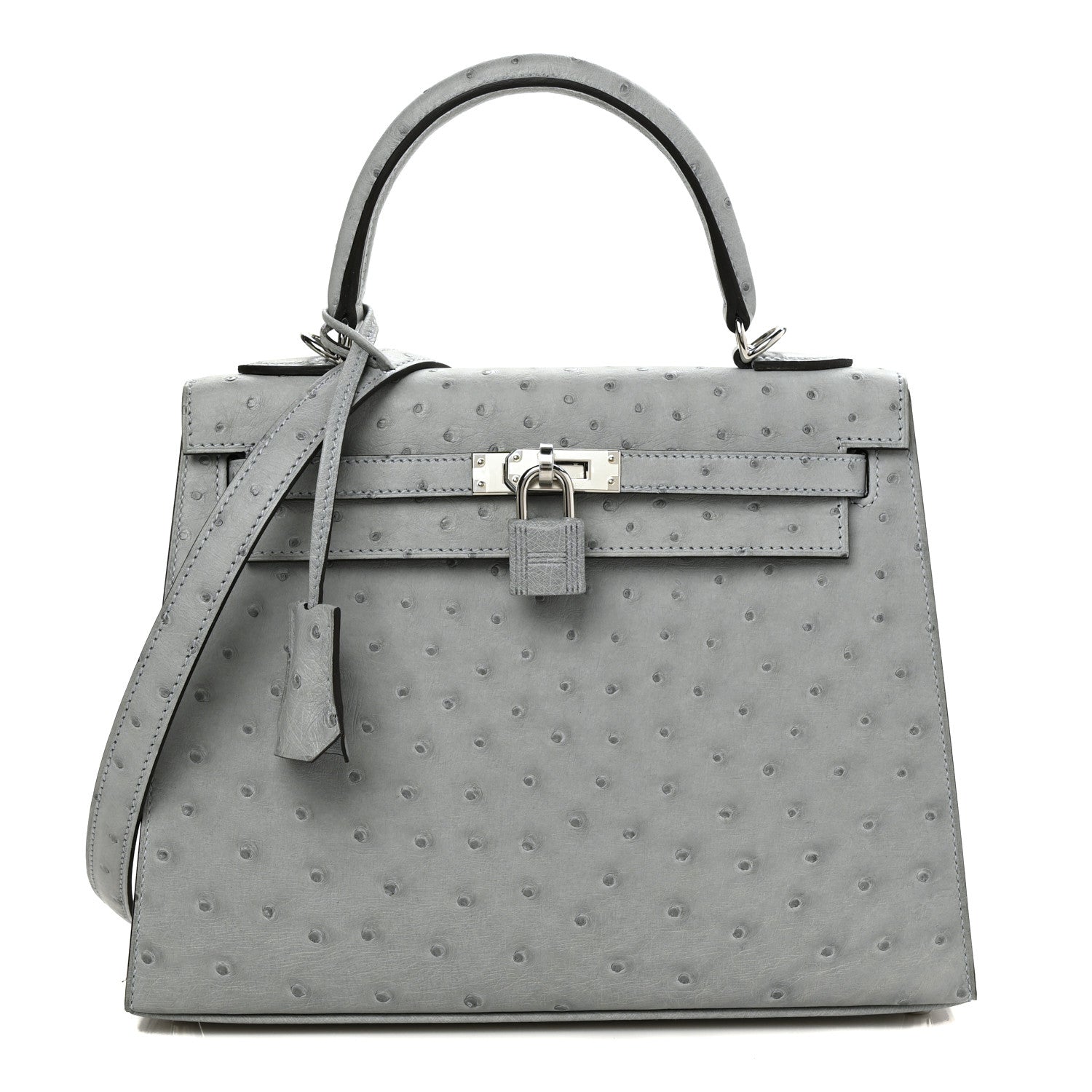 Hermes Ostrich Kelly Sellier 25 Bleu Pale 1 of 8