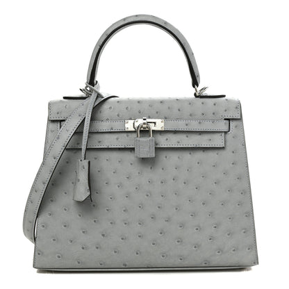 Hermes Ostrich Kelly Sellier 25 Bleu Pale 1 of 8