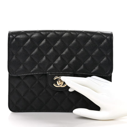 Chanel Caviar Quilted Square Flap Clutch Black 2 of 10