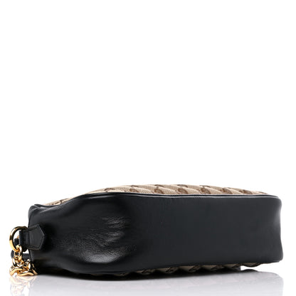 Gucci Monogram Matelasse Diagonal Small GG Marmont Chain Shoulder Bag Beige Black 4 of 12