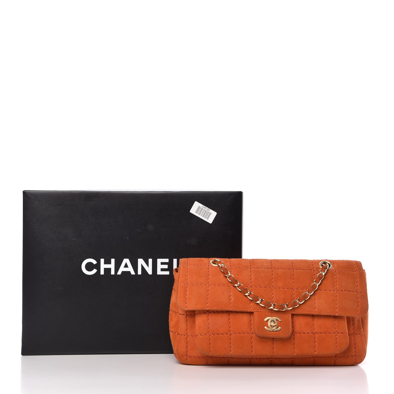 Chanel Suede Square Quilted Flap Orange 11 of 11