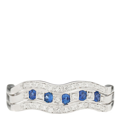 Damiani 18K White Gold Diamond Blue Sapphire Belle Epoque Band Ring 57 8 1 of 5