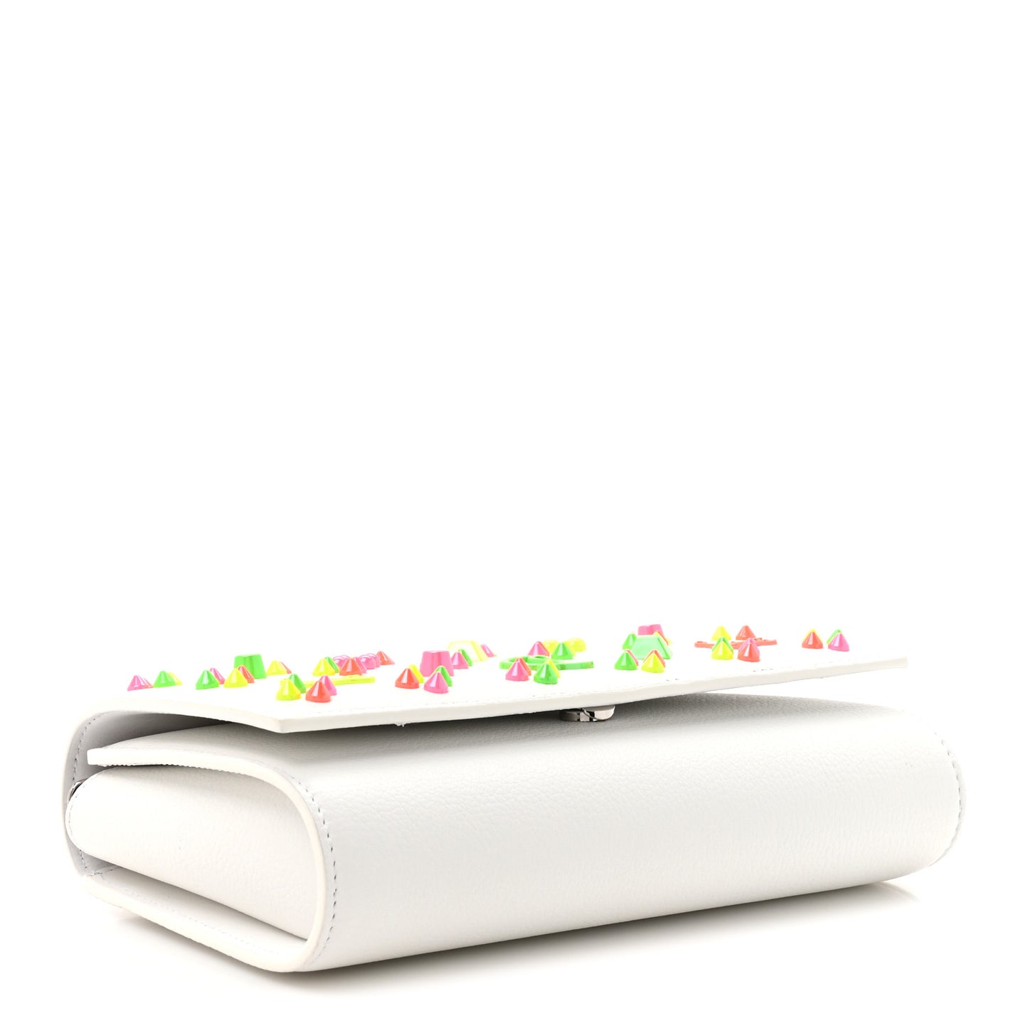 Calfskin Spikes Loubinthesky Paloma Clutch White