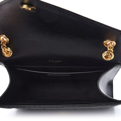 Saint Laurent Grain De Poudre Textured Mixed Matelasse Triquilt Medium Monogram Satchel Black 5 of 9