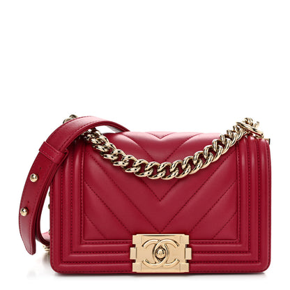 Chanel Calfskin Chevron Quilted Small Boy Flap Dark Pink 1 of 11