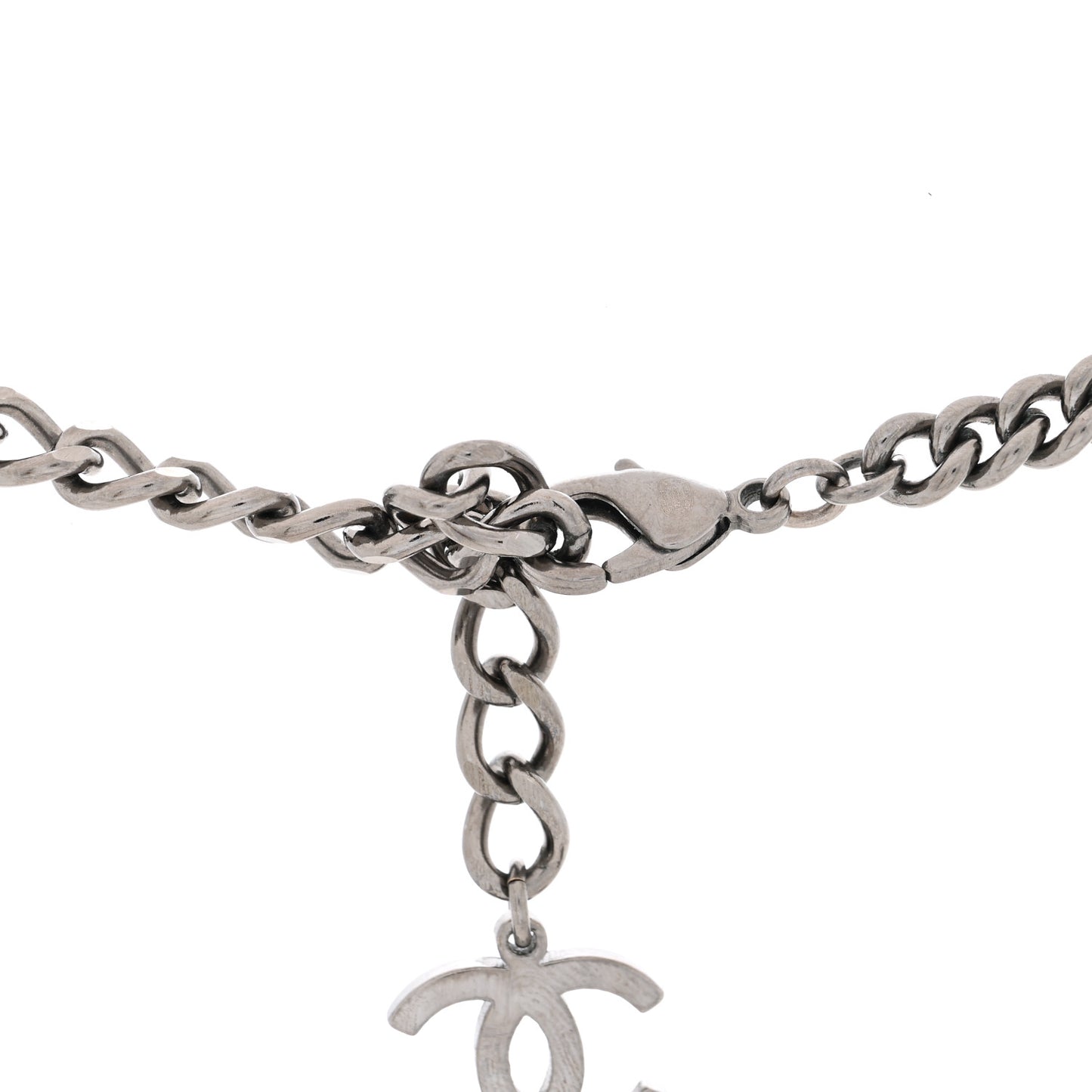Ruthenium Crystal Chain CC Lucky Charms Choker Silver