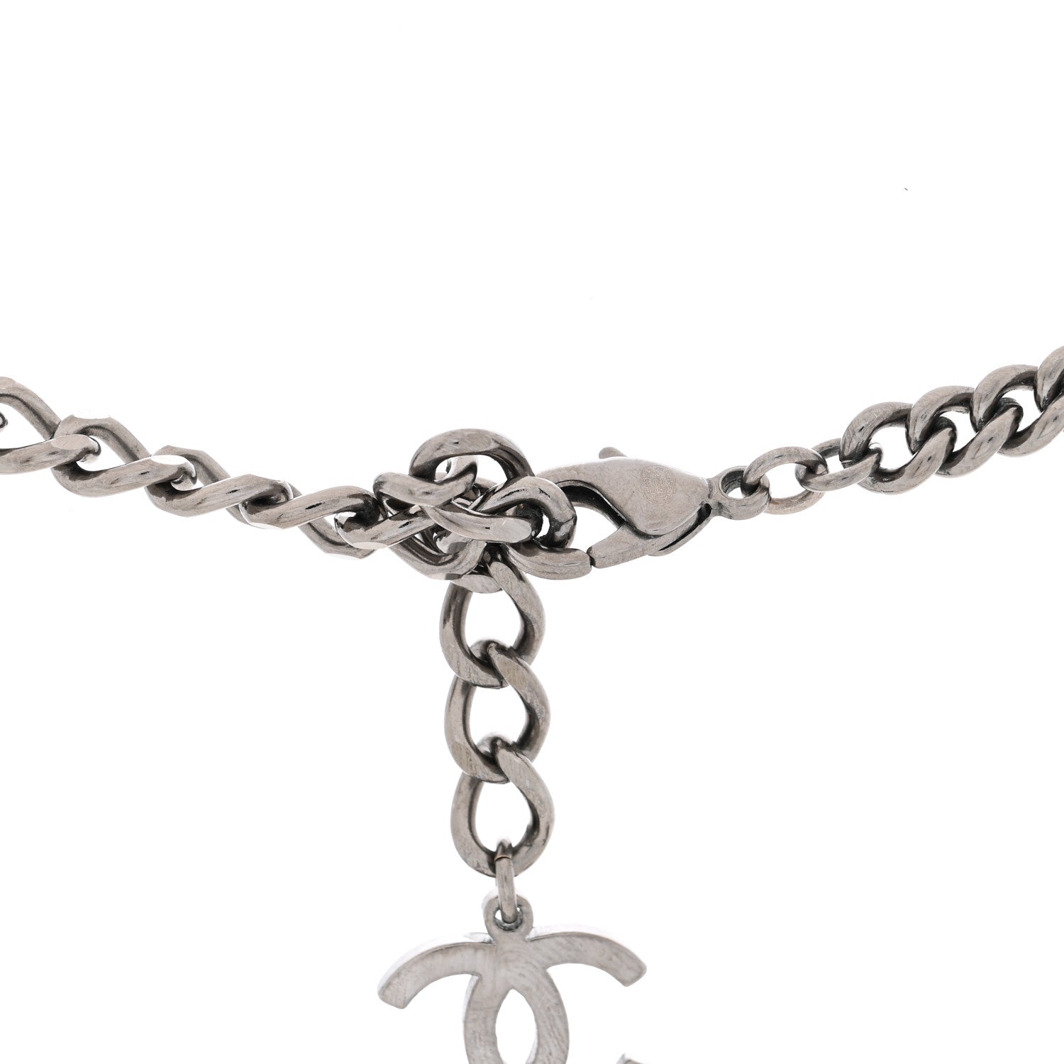 Chanel Ruthenium Crystal Chain CC Lucky Charms Choker Silver 4 of 4