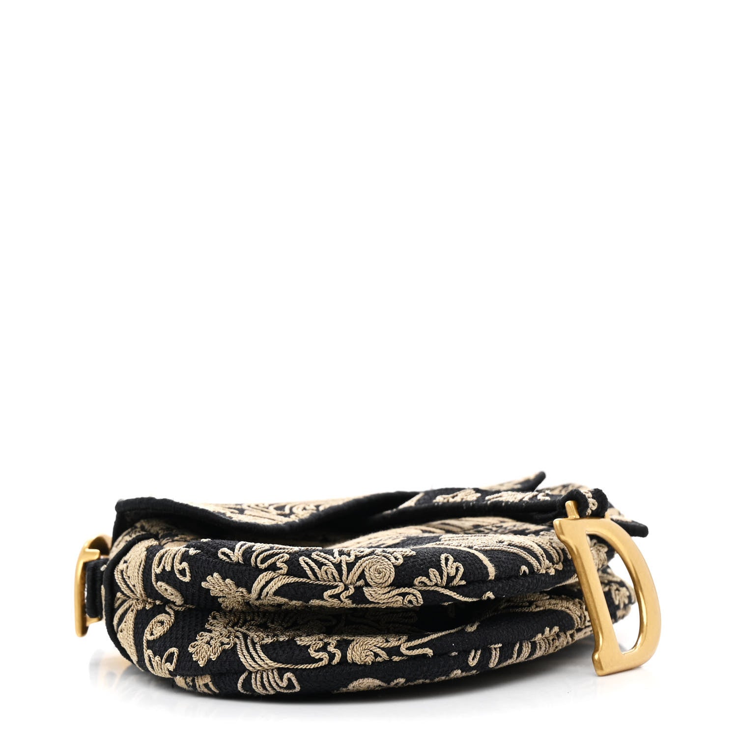 Christian Dior Canvas Embroidered Ornamental Cornely Saddle Bag Black Beige 4 of 12