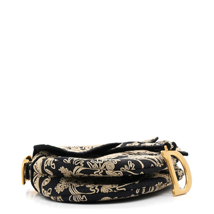 Christian Dior Canvas Embroidered Ornamental Cornely Saddle Bag Black Beige 4 of 12