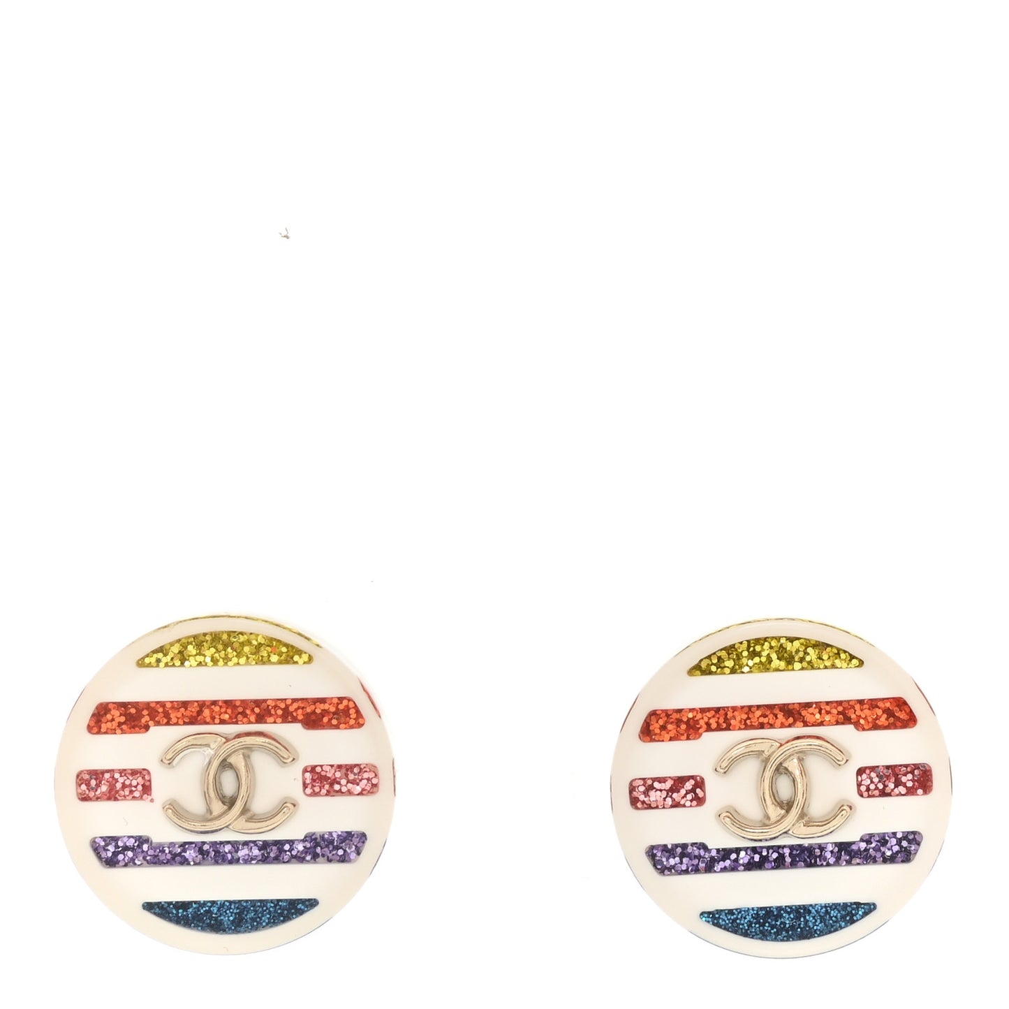 Resin Crystal CC Earrings White Multicolor